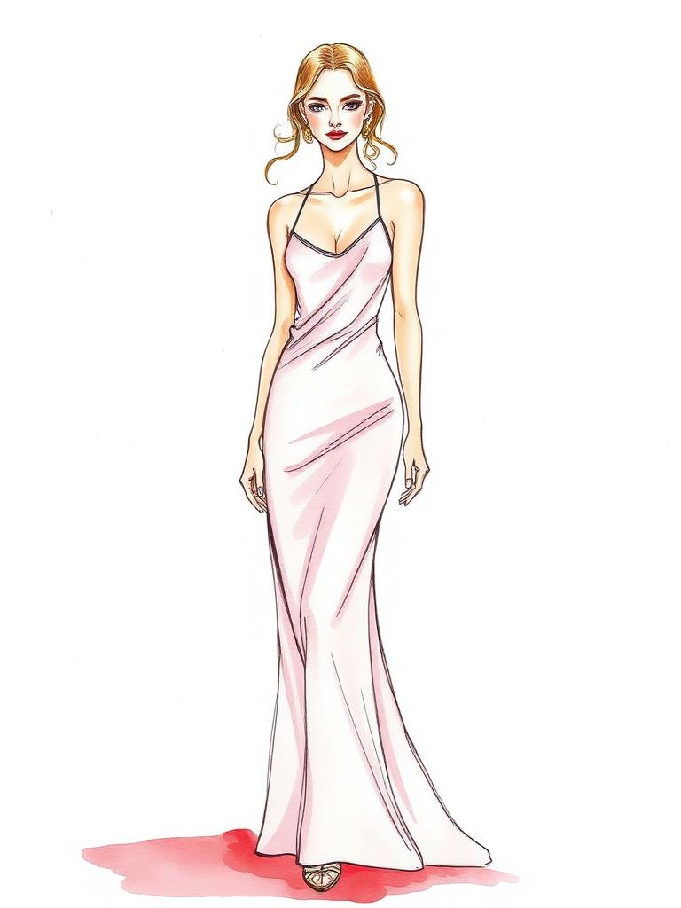 Fashion-Illustration 1995: Premiere — Slip Dress in Rosé