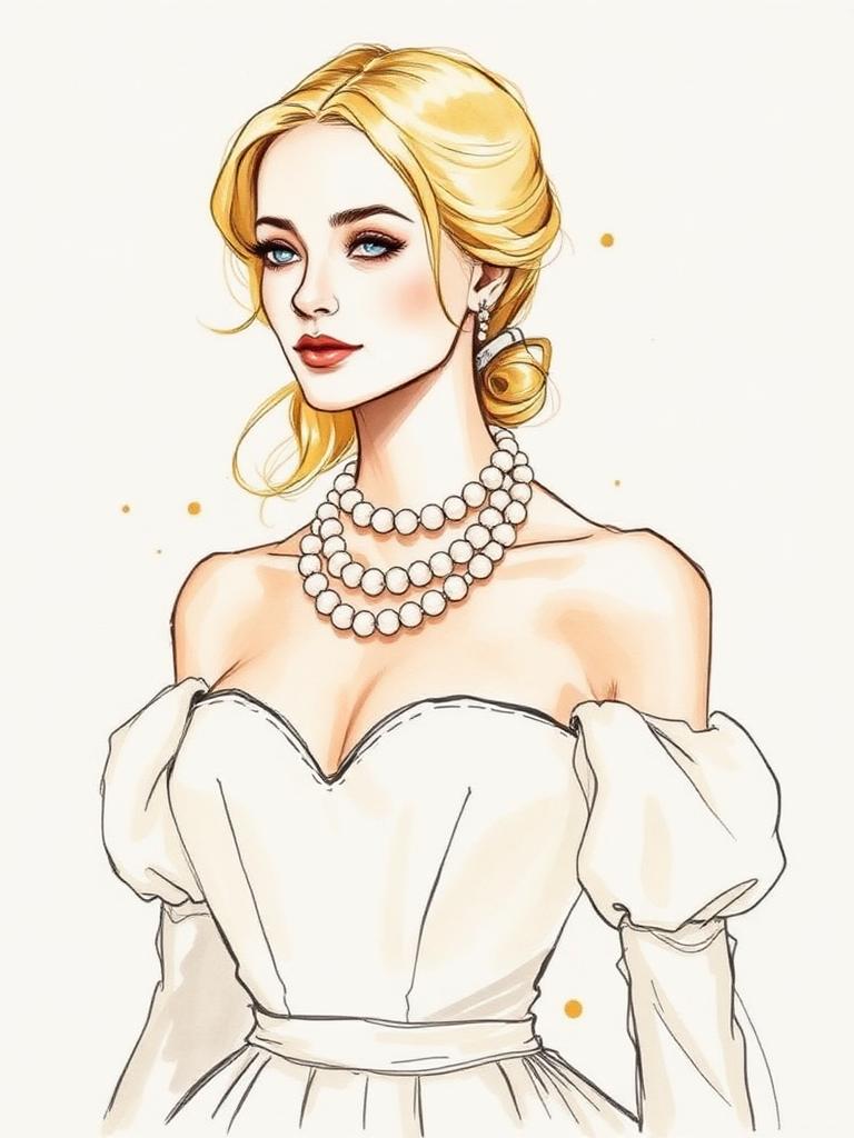 Fashion-Illustration 1998: Shakespeare in Love — Pearls & Puff Sleeves